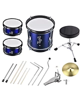 Yescom Junior Kids Drum Set w/ 3 Drums Bass Tom Drumsticks Cymbal Throne Stool Kit