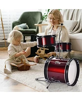 Yescom Junior Kids Drum Set w/ 3 Drums Bass Tom Drumsticks Cymbal Throne Stool Kit