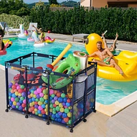 Yescom 48"x30"x34" Mesh Pool Storage Bin Rolling Cart Swim Toys Organizer Black/Blue