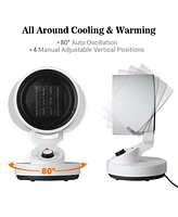 1500W Ptc Oscillating Ceramic Heater Fan Warm & Cool Overheat Protection Home