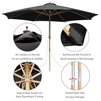 Yescom 13FT Large Outdoor Patio Umbrella UV30+ Wood 8 Rib Pole for Table Beach Yard Garden Wedding Deck Cafe Pool
