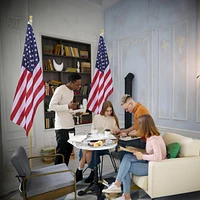 2 Pack 8 Ft Sectional Indoor Flag Pole Kit with Embroidered Stars& Base Ball Aluminum 3x5 Ft Us Flag