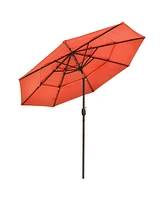 10 Ft 3 Tier Patio Umbrella with Protective Cover Crank Push to Tilt Hotel
