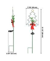 Solar Red Berries Tree Stake Lights Xmas Solar Pathway Light Garden Yard 12Pcs