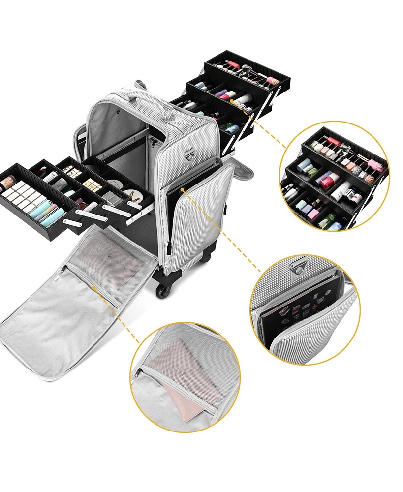 Byootique Soft Sided Rolling Makeup Train Case Cosmetic Organizer Travel Trolley