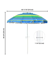 Yescom 7 Ft Striped Outdoor Umbrella Uv Protection Sunshade Tilt Sand Anchor