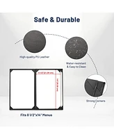 Yescom 8.5"x14" Menu Covers 10 Packs 4 View Leather Book Style Black Faux Custom Logo Cafe Restaurant Bars