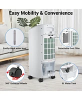 Yescom Evaporative Air Cooler 65W Portable Cooling Fan with Humidifier 3 Speeds & 12H Timer Remote Control 2 Water Tanks & 4 Ice Packs for Home Bedroo