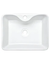 Aquaterior Rectangle Bathroom Vessel Sink Above Counter Porcelain Ceramic Basin