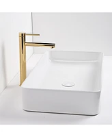 Aquaterior Rectangle Ceramic Vessel Sink Kit Bathroom Single Handle Faucet Drain