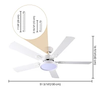 DELight 52" Ceiling Fan with Light & Remote 6 Speed Chandelier Lamp Reversible Indoor