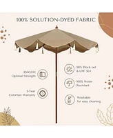 LAGarden Boho 7' Fringe Patio Umbrella with Fringe UPF50+ Boho Style 5-Year-Non-Fading for Yard,Model:BH7W-10