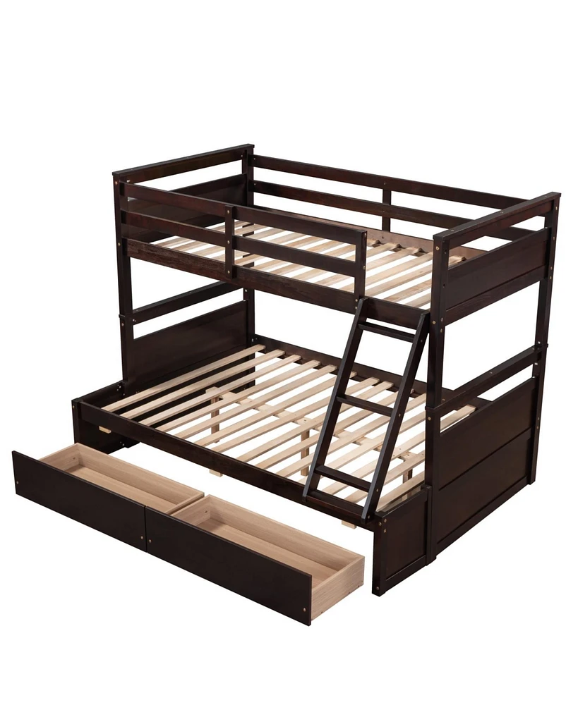 Simplie Fun Twin Over Full Bunk Bed With Storage