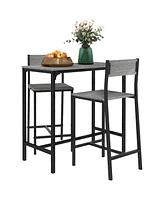 Homcom Industrial Counter-Height 3pc Bar Table High Back Stool for Dining Room