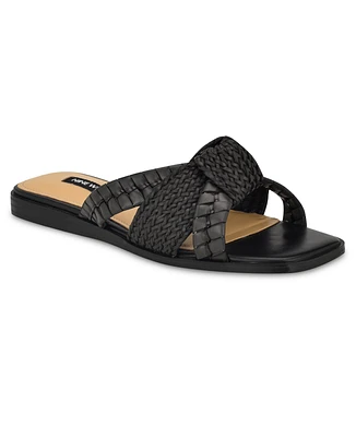 Nine West Women's Olson Slip-On Square Toe Flat Sandals