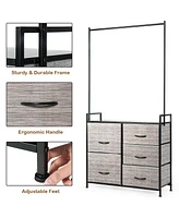 5 Fabric Drawers Dresser with Metal Frame and Wooden Top