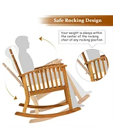 Outdoor Acacia Wood Rocking Chair with Detachable Washable Cushions