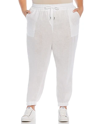 Rafaella Plus 100% Linen Drawstring Jogger Pants