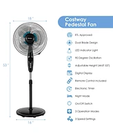 Costway 16'' Adjustable Oscillating Pedestal Fan Dual Blades w/Remote Control