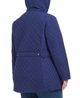 Jones New York Plus Hooded Stand-Collar Quilted Coat