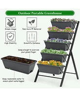 5-Tier Raised Garden Bed with Water Drainage for Flowers Vegetables