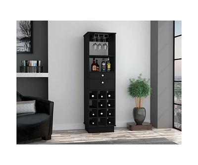 Fm Furniture Hype Bar Cabinet, Twelve Built-in Wine Rack, Two Drawers