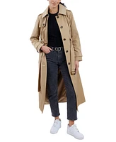 London Fog Women's Hooded Belted Maxi Trench Coat