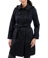 London Fog Women's Double-Breasted Hooded Trench Coat, Created for Macy's