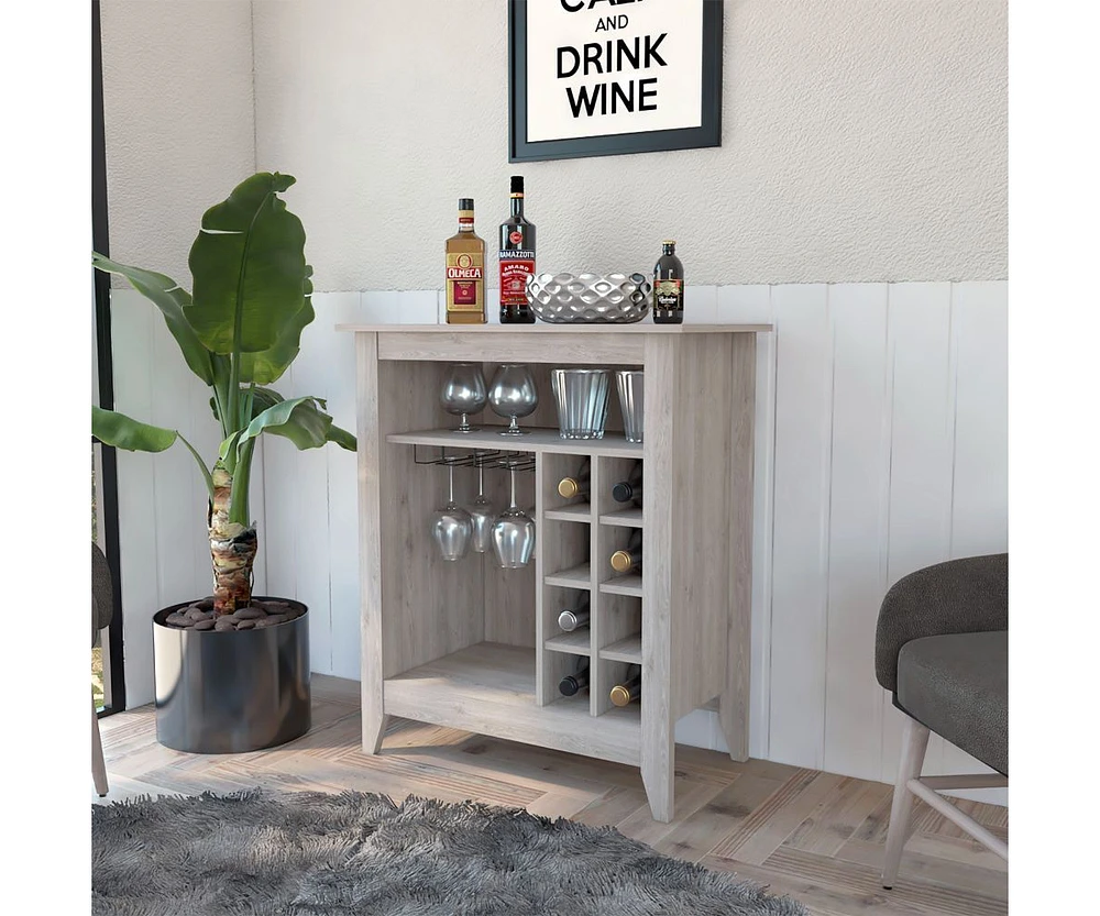 Fm Furniture Future Bar Cabinet, Six Built-in Wine Rack, One Open Drawer, One Open Shelf