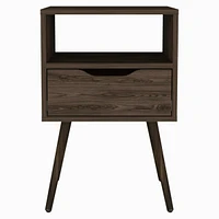 Fm Furniture Allie Nightstand, Superior Top, Open Shelf, One Drawer