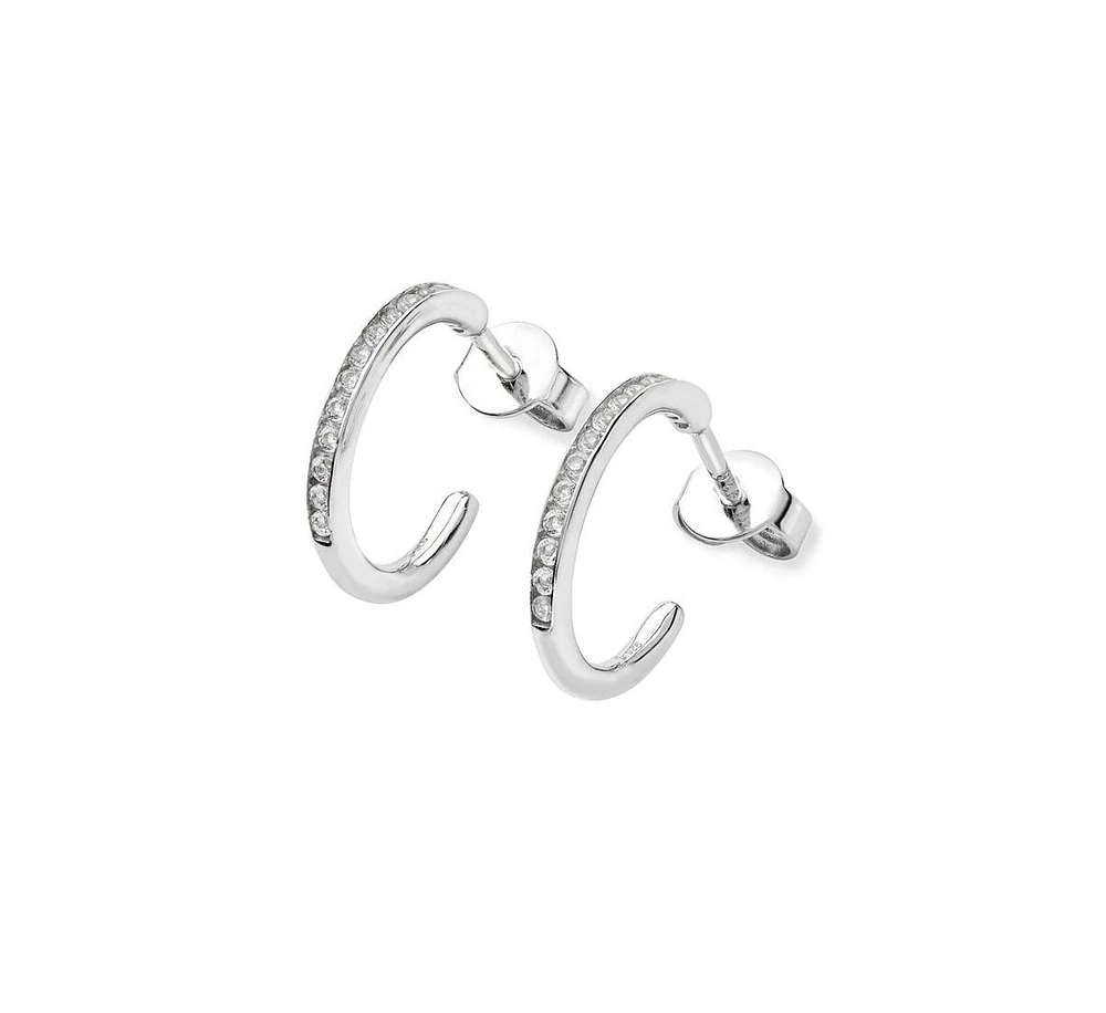 Lucy Quartermaine Skinny Drop Hoops with White Topaz