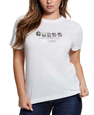 Guess Women's Studded-Logo Crewneck T-Shirt