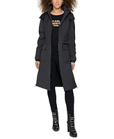 Karl Lagerfeld Paris Women's Hooded Quilt-Lined Raincoat