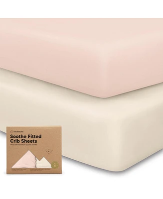 KeaBabies 2pk Soothe Fitted Crib Sheets Neutral, Organic Baby Sheets, Fits Standard Nursery Mattress