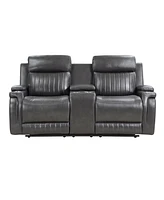 Homelegance White Label Wallstone 73" Double Reclining Love Seat with Center Console