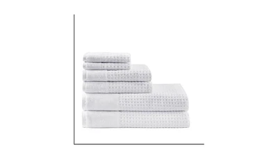 Home Outfitters 100% Cotton Waffle 6pcs Bath Towel Set , Absorbent, Bathroom Spa Towel, Modern/Contemporary