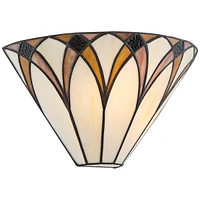 Filton Tiffany Style Wall Light Sconce Bronze Hardwired 12 1/4" Wide Fixture Brown White Art Glass Shade for Bedroom Bathroom Bedside Living Room Home