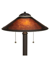 Mica Collection Mission Tiffany Style Desk Table Lamp 18 1/2" High Rustic Oil Rubbed Bronze Natural Mica Shade Decor for Bedroom House Bedside Nightst