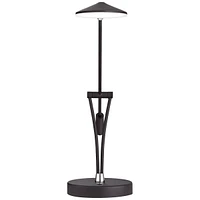 Arnie Modern Desk Lamp 20" High with Usb Charging Port Led Satin Black Metal Adjustable Arm Decor for Living Room Bedroom House Bedside Nightstand Hom