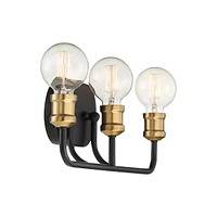 Possini Euro Design Aras Modern Industrial Wall Light Black Brass Gold Metal Hardwired 20" 3-Light Fixture Curving Arm for Bedroom Bedside Bathroom Va