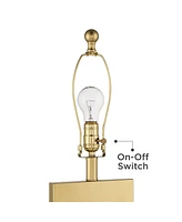 Marshall Modern Glam Luxury Table Lamp 30" Tall Gold Metal Open Base Oatmeal Rectangular Shade Decor for Living Room Bedroom House Bedside Nightstand