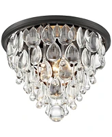 Vienna Full Spectrum Lorraine Modern Ceiling Light Flush-Mount Fixture 12 1/2" Wide Bronze Crystal Drops Sparkle Shade for Bedroom Kitchen Living Room