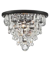 Vienna Full Spectrum Lorraine Modern Ceiling Light Flush-Mount Fixture 12 1/2" Wide Bronze Crystal Drops Sparkle Shade for Bedroom Kitchen Living Room