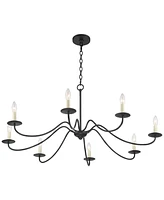 Franklin Iron Works Marinec Black Hanging Chandelier Lighting 42" Wide Farmhouse Rustic Bent Arms 8-Light Fixture for Dining Room Living House Home Fo