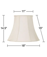 Creme Bell Large Curve Cut Corner Lamp Shade 11" Top x 18" Bottom x 15" Slant x 14.5" High (Spider) Replacement with Harp and Finial