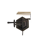 Hexagon Country Swing Arm Adjustable Wall Mounted Lamp Bronze Plug-In Light Fixture Dimmable Gold Bell Shade for Bedroom Bedside House Reading Living