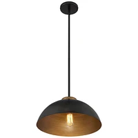 Possini Euro Design Janie Black Gold Pendant Light 15.50" Wide Modern Industrial Dome Metal Shade Fixture for Dining Room House Foyer Kitchen Entryway