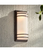 Habitat Modern Industrial Outdoor Wall Light Fixture Rubbed Bronze Steel 16" Opal Etched Glass for Exterior House Porch Patio Outside Deck Garage Yard