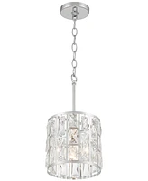 Vienna Full Spectrum Sofie Chrome Mini Pendant Lighting 8 1/2" Wide Modern Glass Crystal Rectangular Cutouts Fixture for Dining Room House Home Kitche