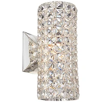Cesenna Modern Wall Sconces Lighting Set of 2 Chrome Hardwired 4 3/4" Wide Fixture Crystal Cylinder Shade for Bedroom Bathroom Bedside Living Roo